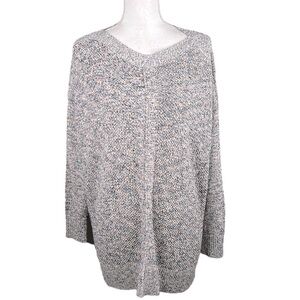 LOFT Boatneck Pink Blue & White Knit Oversized Long Sleeve Sweater Size Medium